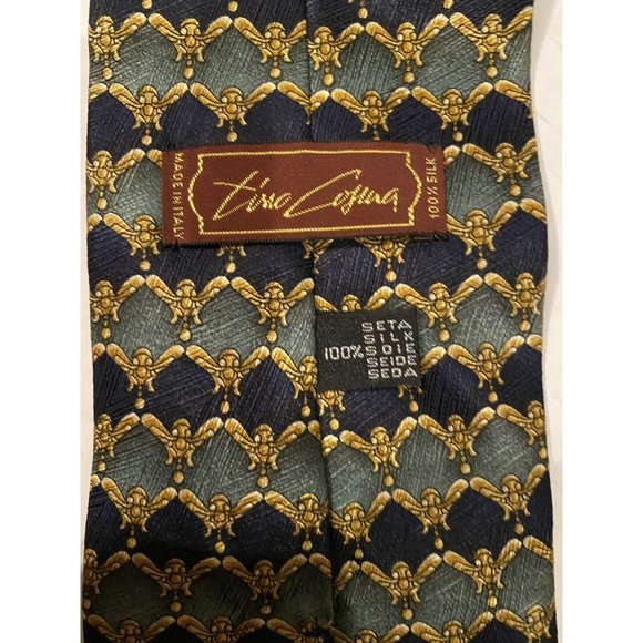 TINO COSMA Blue Gold Navy Silk tie Made in Italy  - Picture 2 of 2